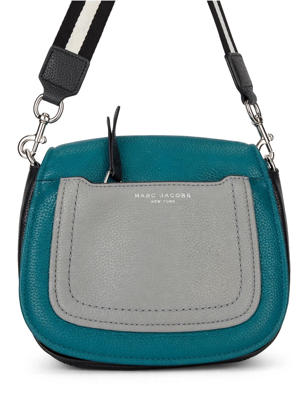 Marc Jacobs Teal and Gray Leather Crossbody with Striped Strap